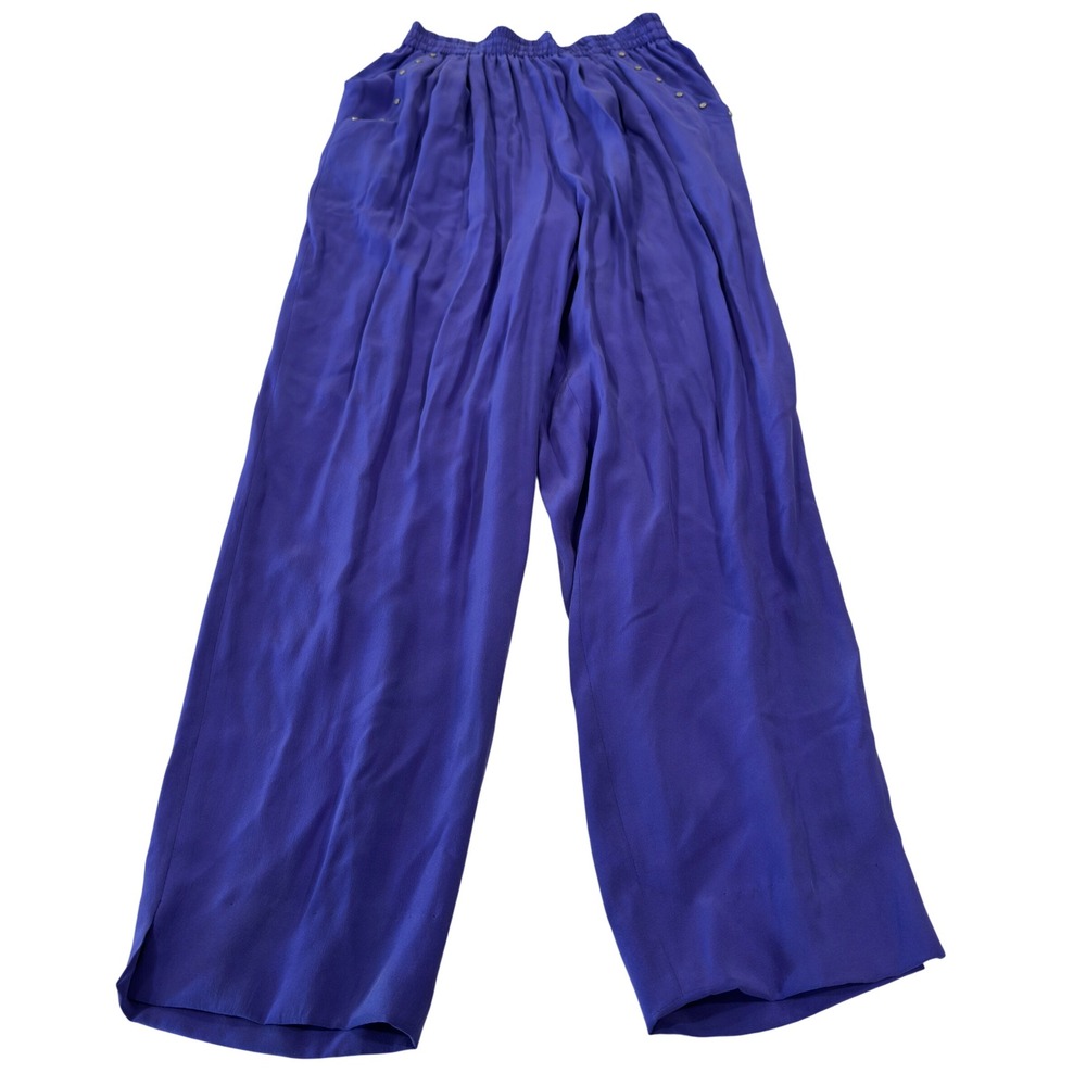 I.B. Diffusion Vintage 90s Silk Wide Leg Pants Royal Purple Studded Size 4